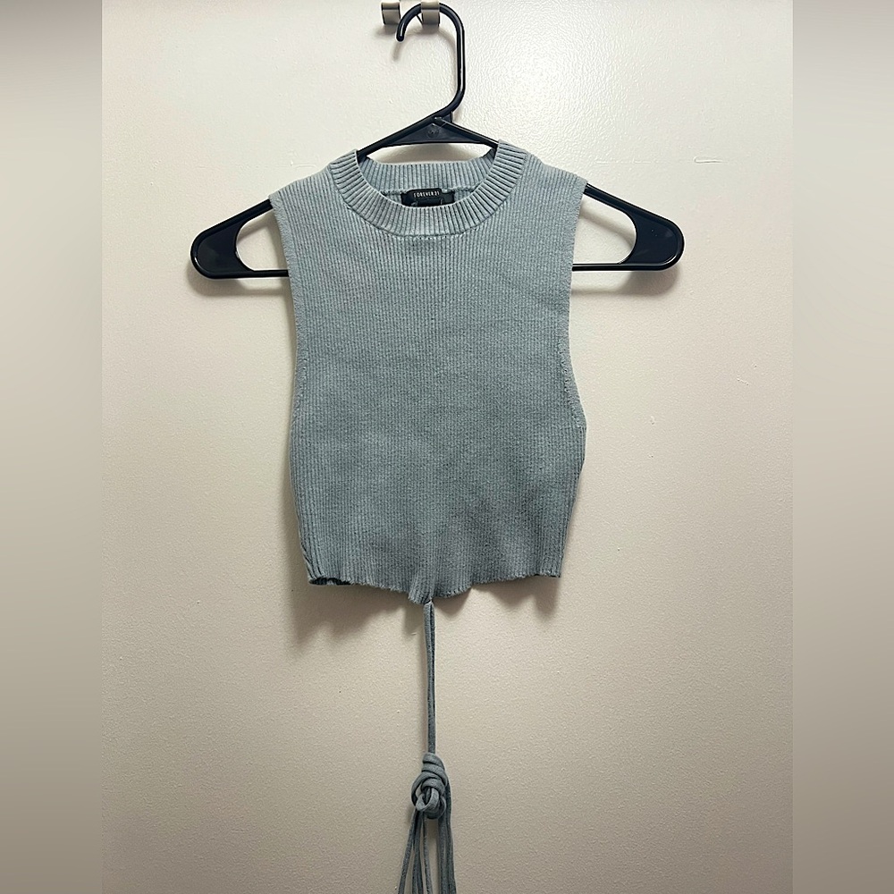 Forever 21 Blue/Gray Sleeveless Knit Top, Size small